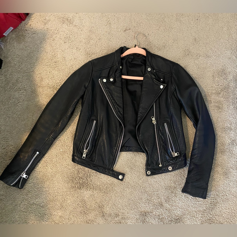 Topshop faux black leather jacket